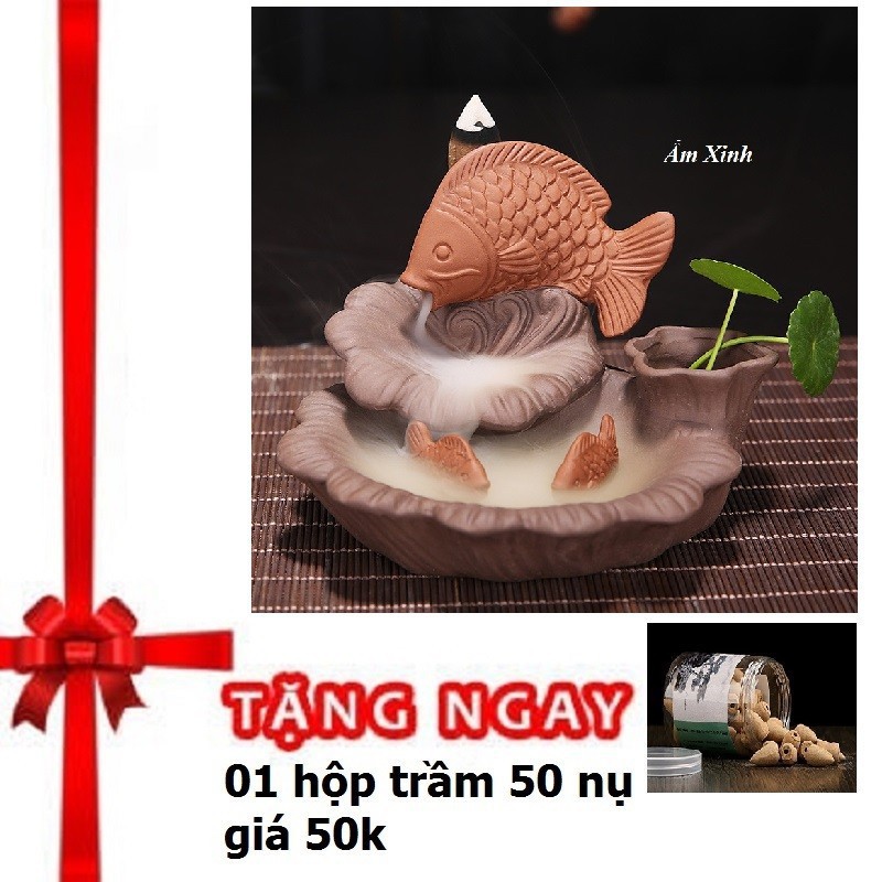 Thác Khói Xông Trầm Hương hình Cá Chép May Mắn Tài Lộc