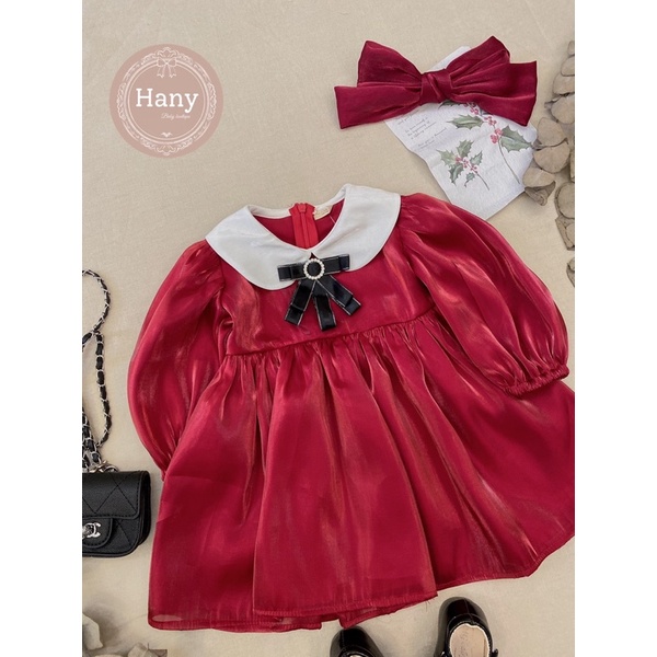 [Hany Baby] Váy Voan Đỏ có lót mềm mát, Kèm Nơ CÀi Áo