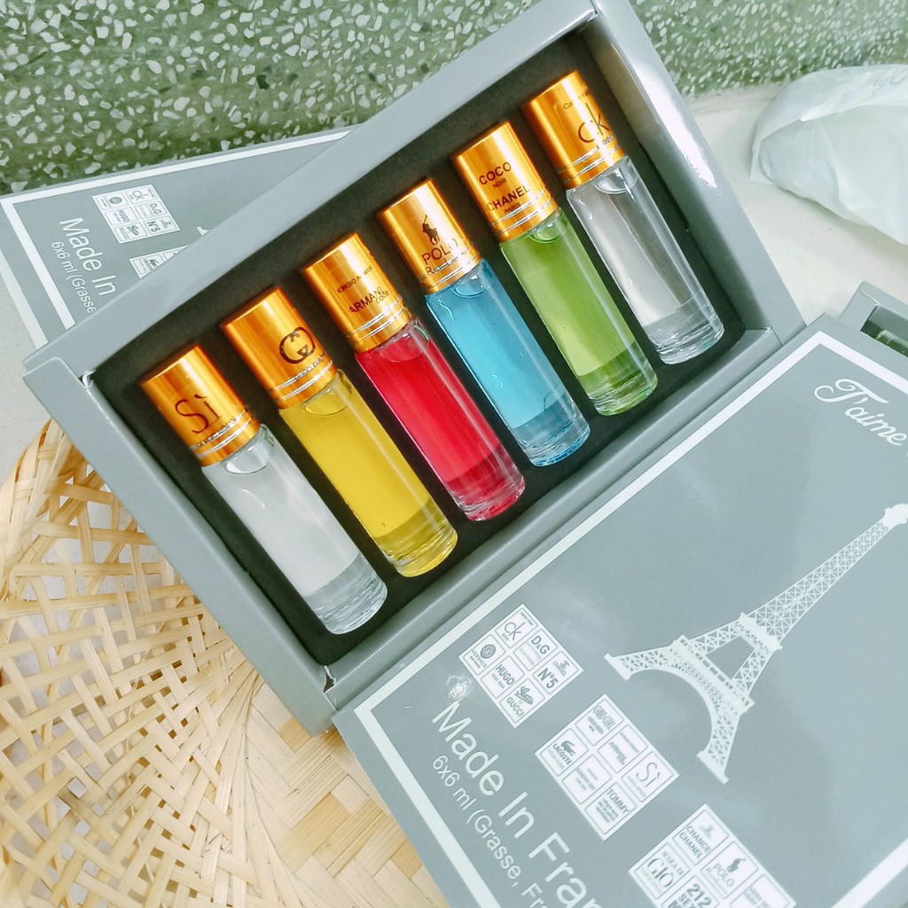 Hộp set 6 chai nước hoa lăn chiết Pháp | Thế Giới Skin Care