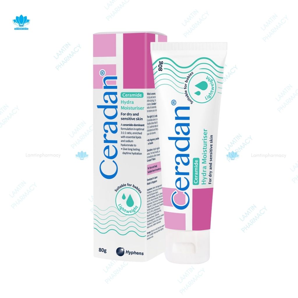 Ceradan Hydra Moisturiser kem dưỡng ẩm cao cấp, hỗ trợ viêm da cơ địa cho mọi lứa tuổi tub 30g, 80g ( hàng chính hãng )