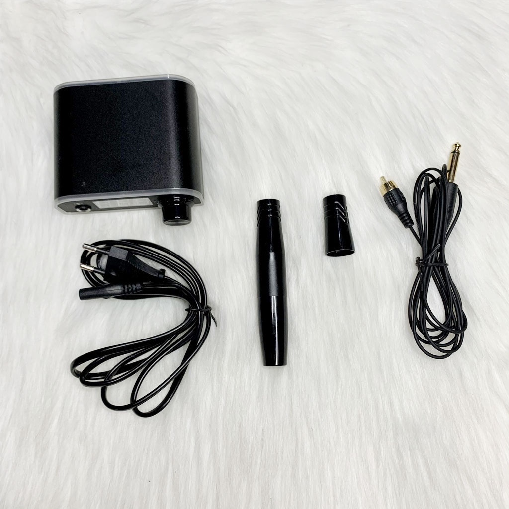 Máy pen mini 2 đầu phun môi xăm tatto tặng kèm 1 nguồn led trong không dùng bàn đạp