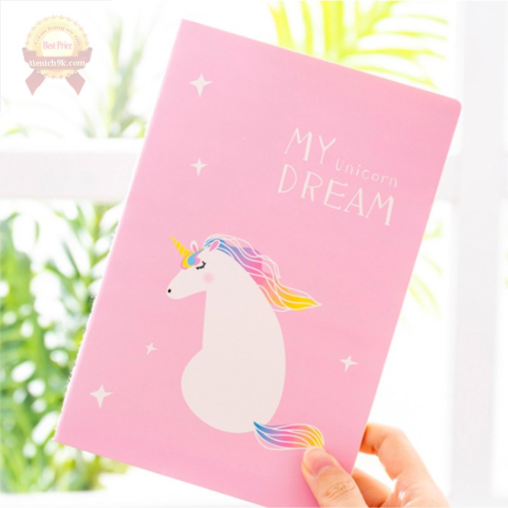 Sổ ghi chú kẻ ngang đẹp 30 trang Vở viết cho học sinh viên hình unicorn kỳ lân cute dễ thương