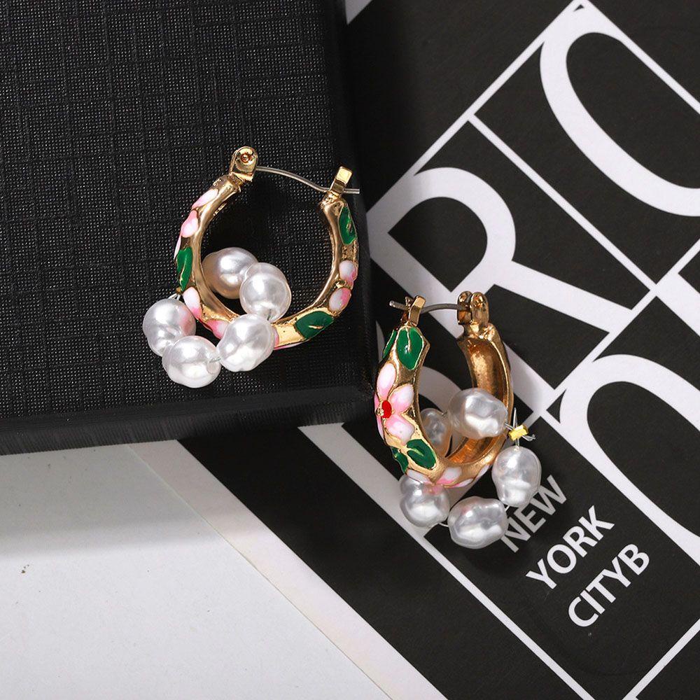 Bông Tai Tròn Đính Hoa Thanh Lịch Cho Nữ