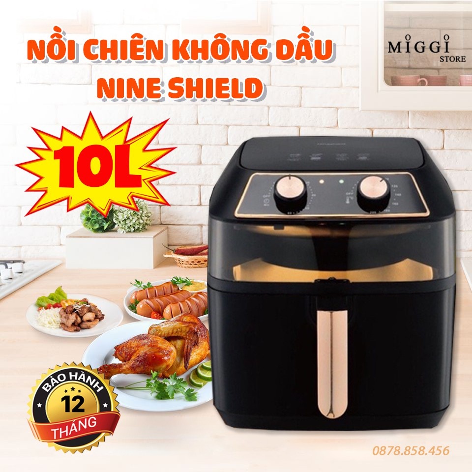 NỒI CHIÊN KHÔNG DẦU NINESHIELD 10L KB-8001M DUNG TÍCH CỰC LỚN