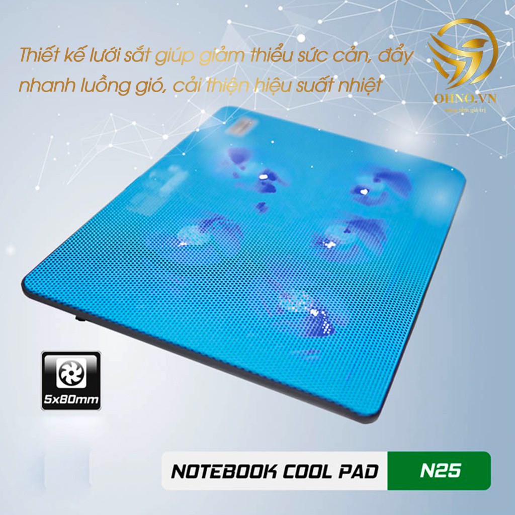 Đế Quạt Tản Nhiệt Laptop Gaming N25 Quạt 5 Fan Tản Nhiệt VSP Cooler Cho Laptop - OHNO VIỆT NAM | BigBuy360 - bigbuy360.vn