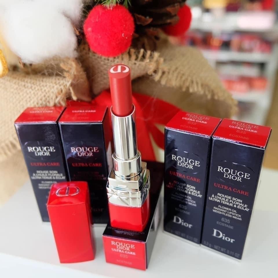 [SALE] Son Diior Rouge Ultra Care 635 Ecstase 3,2g Box Xấu - Đỏ Hồng Cam