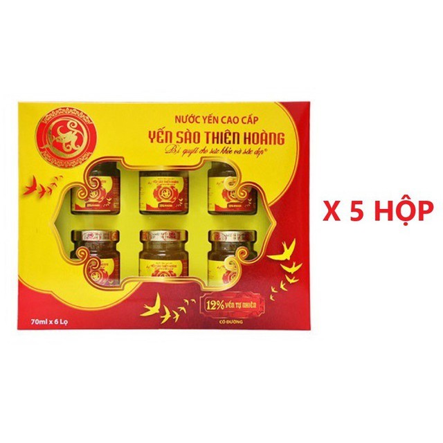 [Combo 5 Hộp] Nước Yến Nguyên Chất Thiên Hoàng 12% (6 lọ x 70ml)