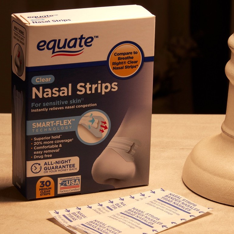 Miếng Dán Mũi Equate Nasal Strips - Giảm Ngáy Khi Ngủ, Giúp Hô Hấp Tốt, Ngủ Ngon, Giảm Nghẹt Mũi