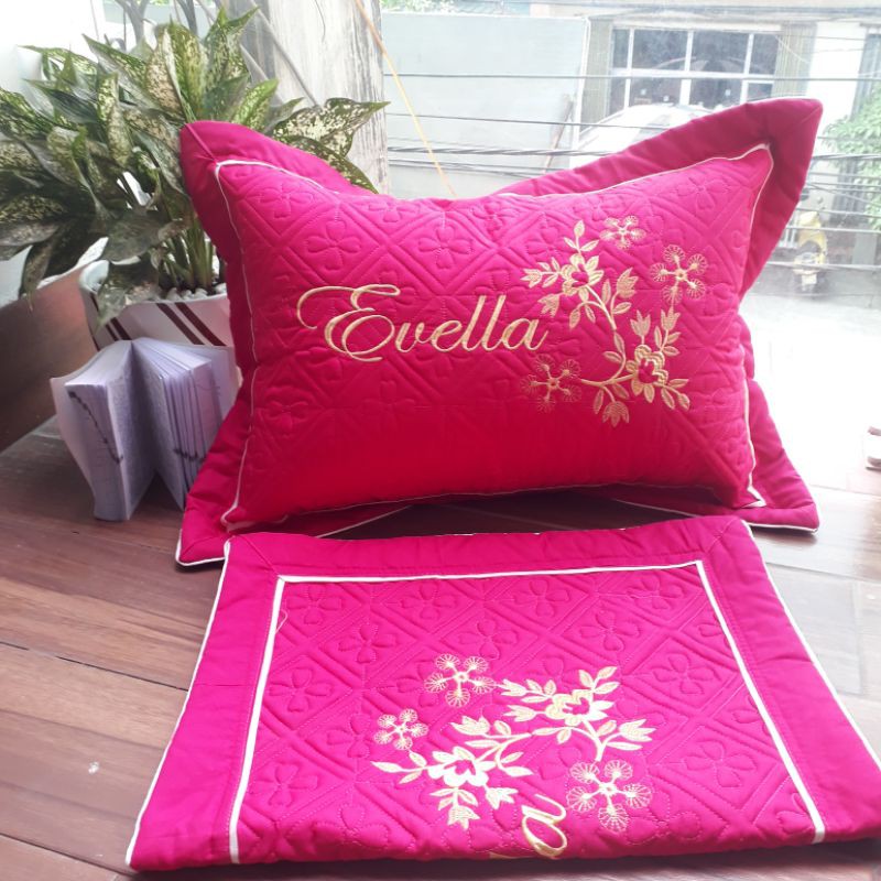 Vỏ gối nằm thêu hoa ,vỏ gối đầu cotton satin màu ,kt 45×65 hàng đẹp -