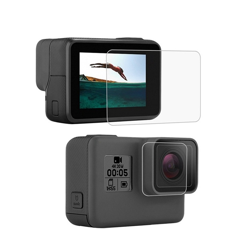 Bộ Kính Cường Lực 9h + Miếng Dán Bảo Vệ Camera Hero5 / 6 / 7 Cho Gopro Hero7