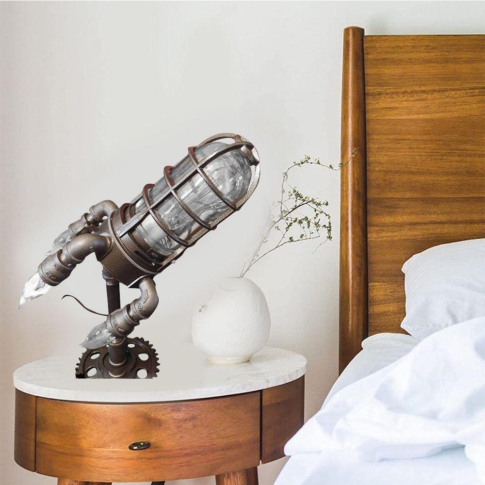 WTTLE Đèn Ngủ Để Bàn Hình Tên Lửa Bằng Thép Không Gỉ Phong Cách Steampunk