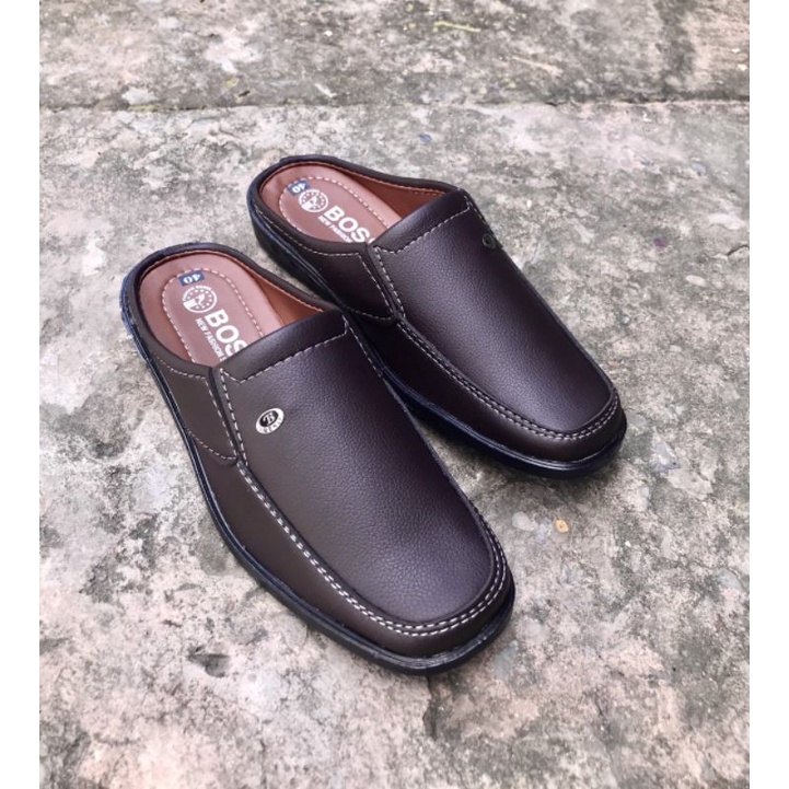Dép bít mũi nam phom đẹp, da mềm,mang êm chân, mã SP19, màu nâu, mẩu mới nhất hiện nay