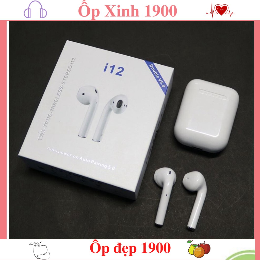 [Mã 2404EL10K giảm 10K đơn 20K] Tai Nghe Bluetooth Airpod i12 TWS Cảm Biến Vân Tay (có Ảnh + Video)