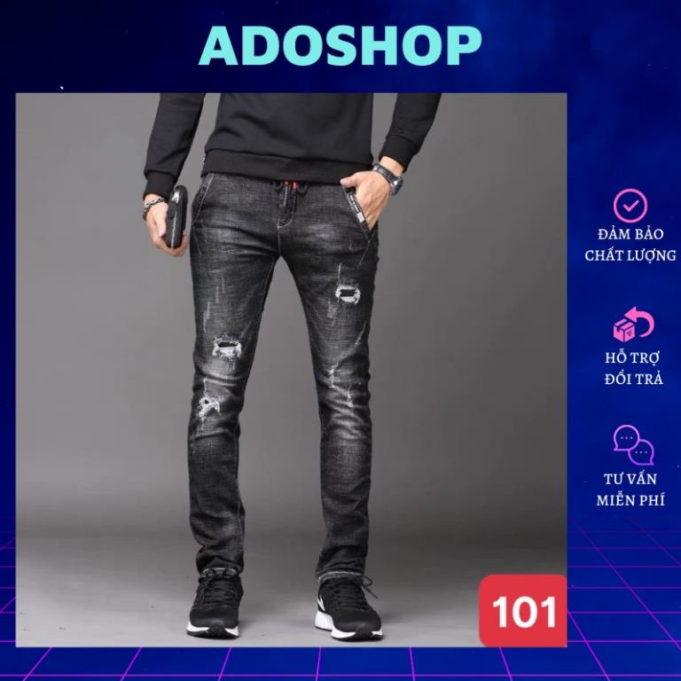 Quần jean nam màu xám đen đậm trơn không rách gối chất bò cao cấp co dãn 4 chiều đẹp from dáng rin skinny ADO Q86 * x
