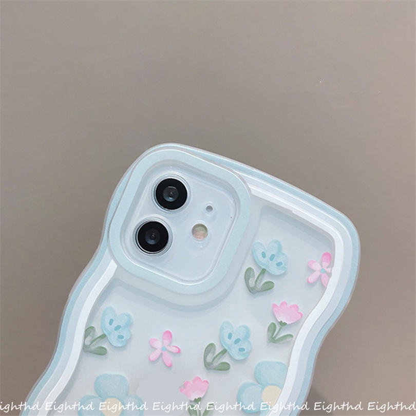 Ốp Điện Thoại Silicon Mềm Chống Sốc Họa Tiết Hoa Viền Lượn Sóng Cho iPhone 13 12 11 Pro Max X XR Xs Max 6 7 8 Plus