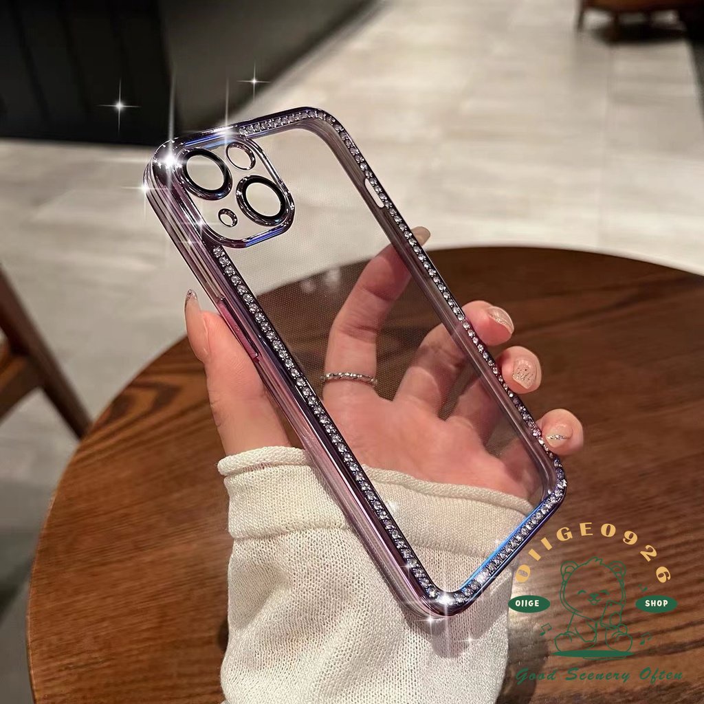 Ốp Điện Thoại Mềm Mạ Điện Họa Tiết Ngôi Sao Viền Kim Cương Cho Iphone 14 13 12 11Pro Max