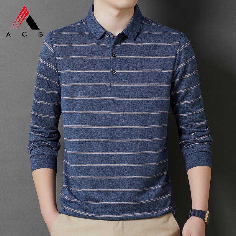 Áo thun polo tay dài kẻ sọc 4 màu sắc chọn lựa cho nam