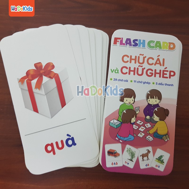 Bộ 42 Thẻ Flash Card - Thẻ Học Chữ Cái Và Chữ Ghép Cho Bé Tập Đánh Vần