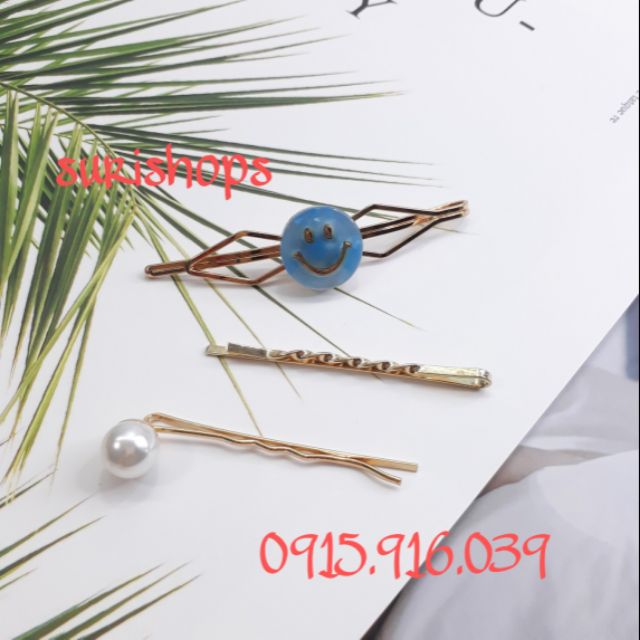 Set 3 Kẹp Tóc Mái Trend, Set 3 Kẹp tóc mái kiểu retro