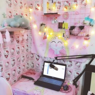 Giấy Dán Tường Kitty Ô Vuông Phong Cách Hàn Quốc