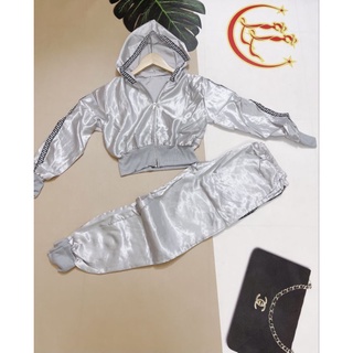 Set bộ thể thao phi lụa tay dài quần dài có bo