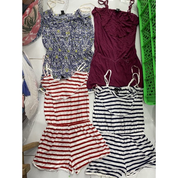 Romper đùi 2 dây F21 thun mềm mát VNXK jumpsuit ngắn eo chun co dãn hoạ tiết xuất khẩu dư xịn