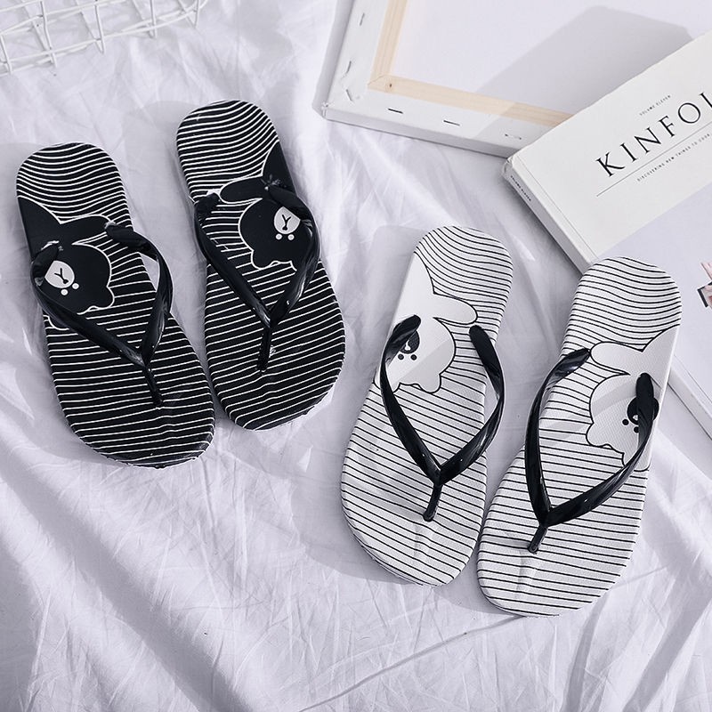 ✐┋Dép xỏ ngón nữ đi biển mùa hè dép tông nữ học sinh dép đế bệt chống trượt và dép lê nữ đế bệt