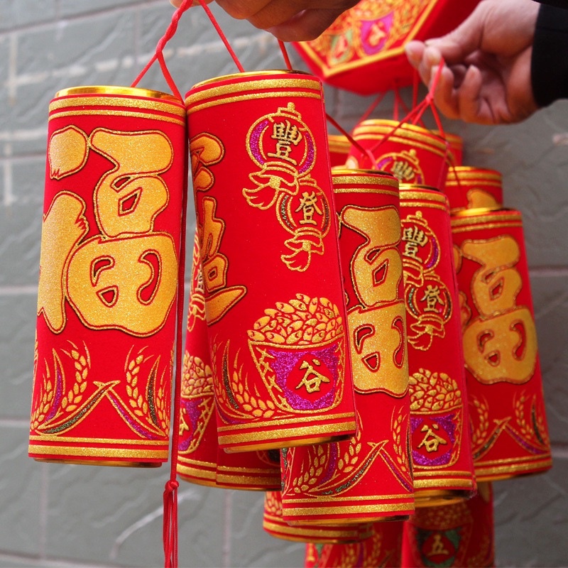 Pháo điện tử trang trí, pháo điều khiển từ xa dài 2m1 kèm quà tặng có đèn LED