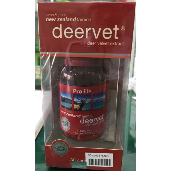 Viên nhung hươu Deervet - Hỗ trợ tăng cường sức khỏe ( 1 lọ 30 viên)