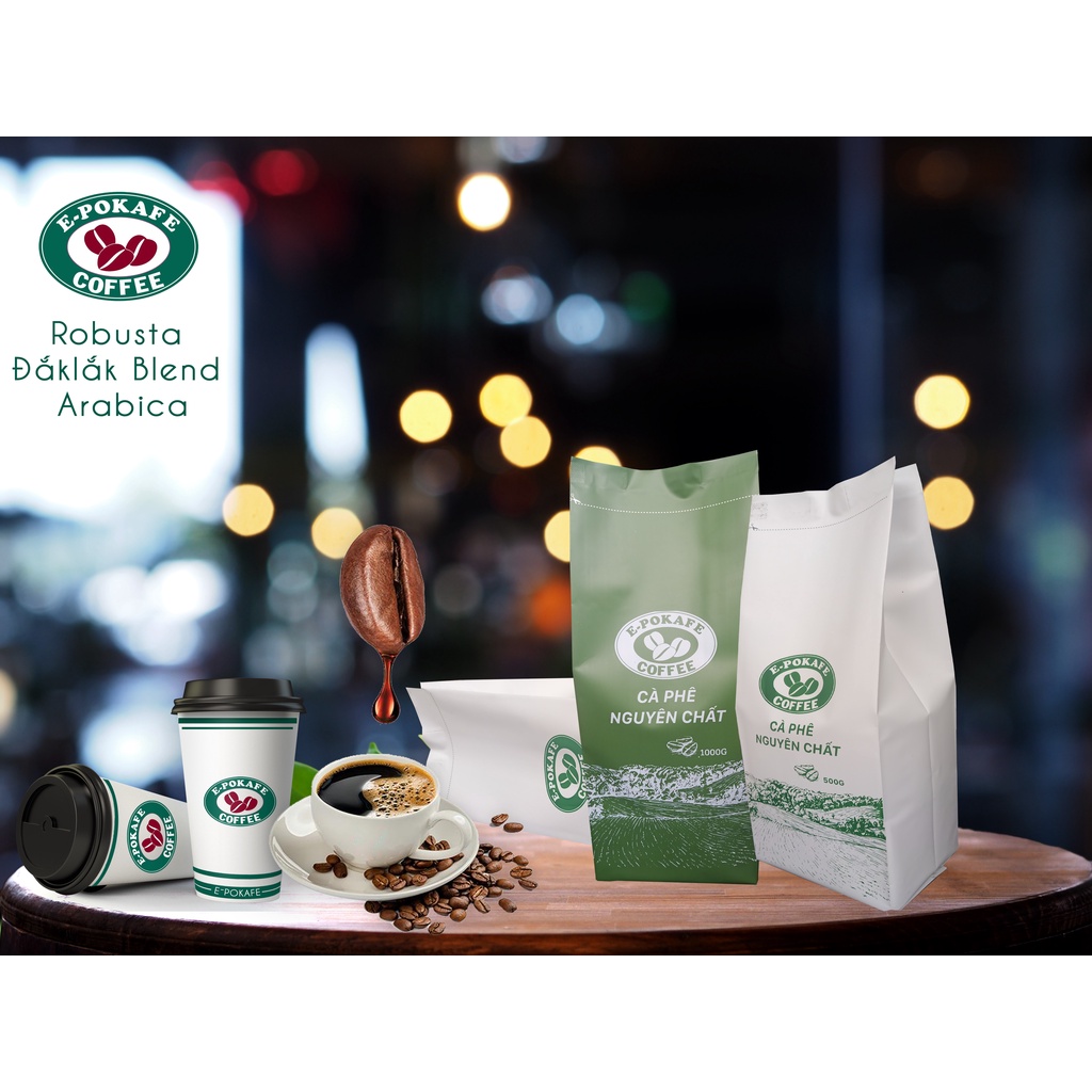 Cafe Robusta ĐắkLắk Blend Arabica Cầu Đất rang xay nguyên chất 100% vị đắng đầm thơm nồng dùng pha máy, pha phin