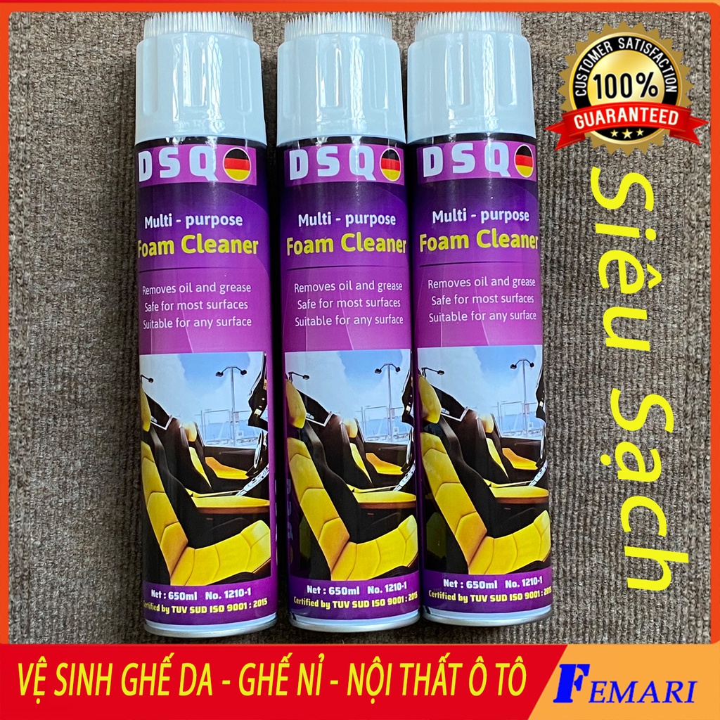 Bộ 2 Chai Xịt Bọt Đa Năng Vệ Sinh Ghế Da, Ghế Nỉ, Ghế Vải, Đồ Da, Nội Thất Ô Tô Foam Cleaner FEMARI