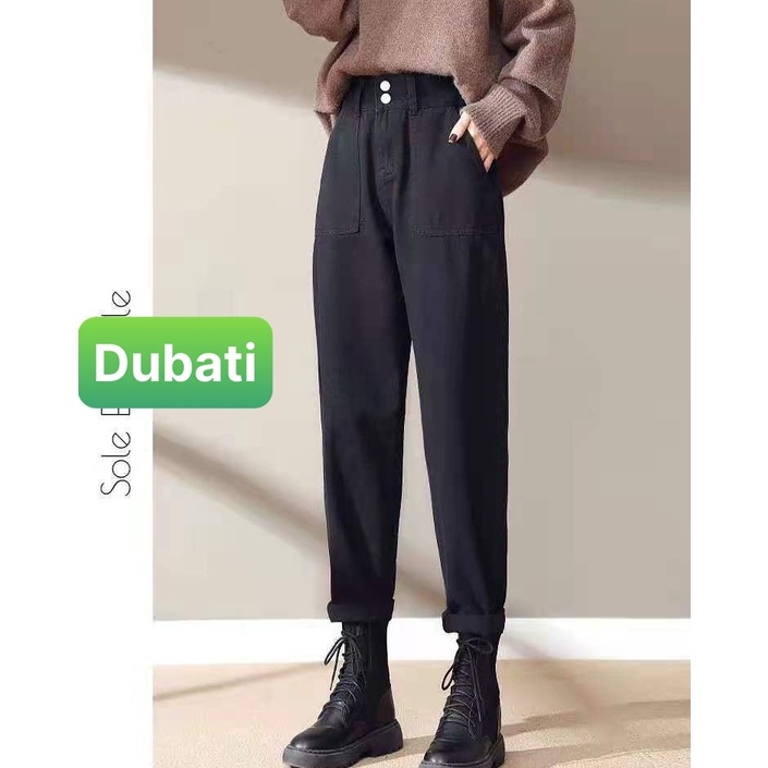 QUẦN JEAN BAGGY NỮ ĐEN CHẤT BÒ 2 CÚC BẢN TO LƯNG CAO NÂNG MÔNG SANG CHẢNH DB-5015 HOT TREND 2022 - DUBATI FASHIO