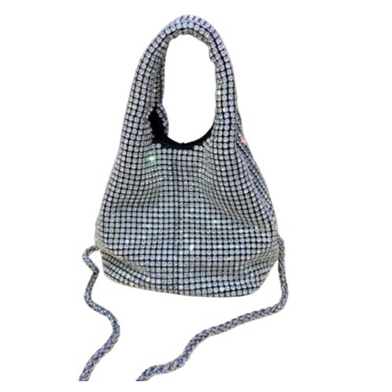 Túi cầm tay nữ bucket túi rút da đá pha lê bling bling có hộp
