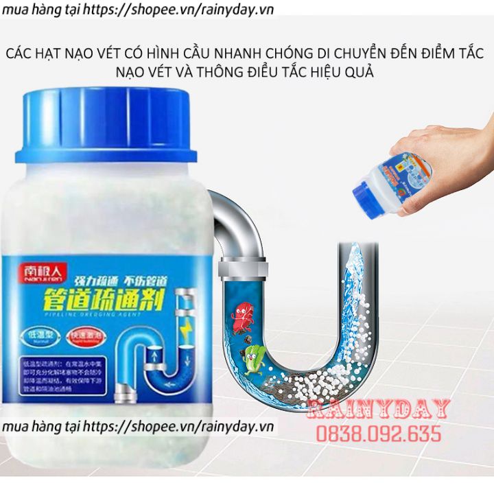 Bột thuốc thông tắc cống bồn rửa mặt rửa chén bát bồn cầu đường ống nước cực mạnh siêu thần thánh