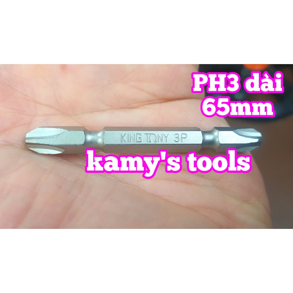Mũi bắn vít 2 đầu bake PH3 dài 65mm Kingtony model 136503P