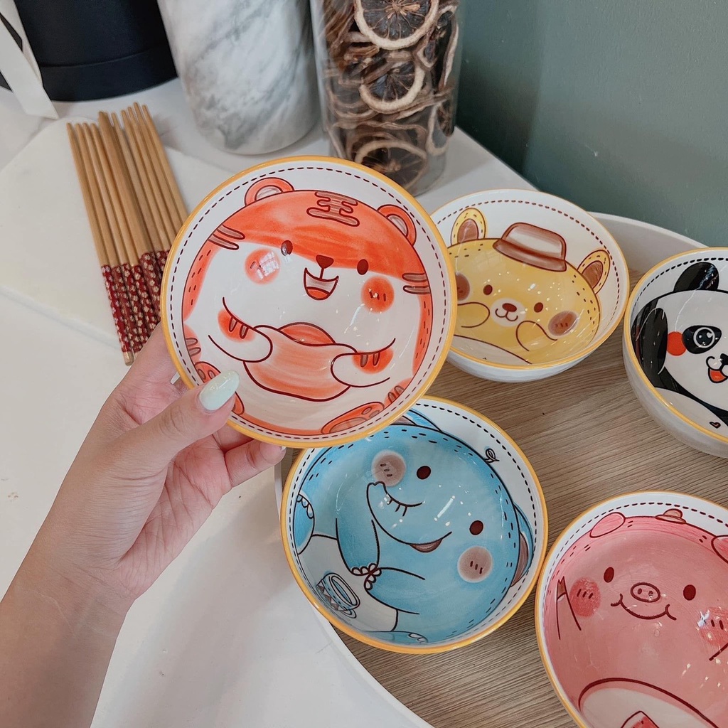 Set/Bộ 6 bát ăn cơm hình động vật siêu ngộ nghĩnh và đáng yêu bát ăn dặm cho bé