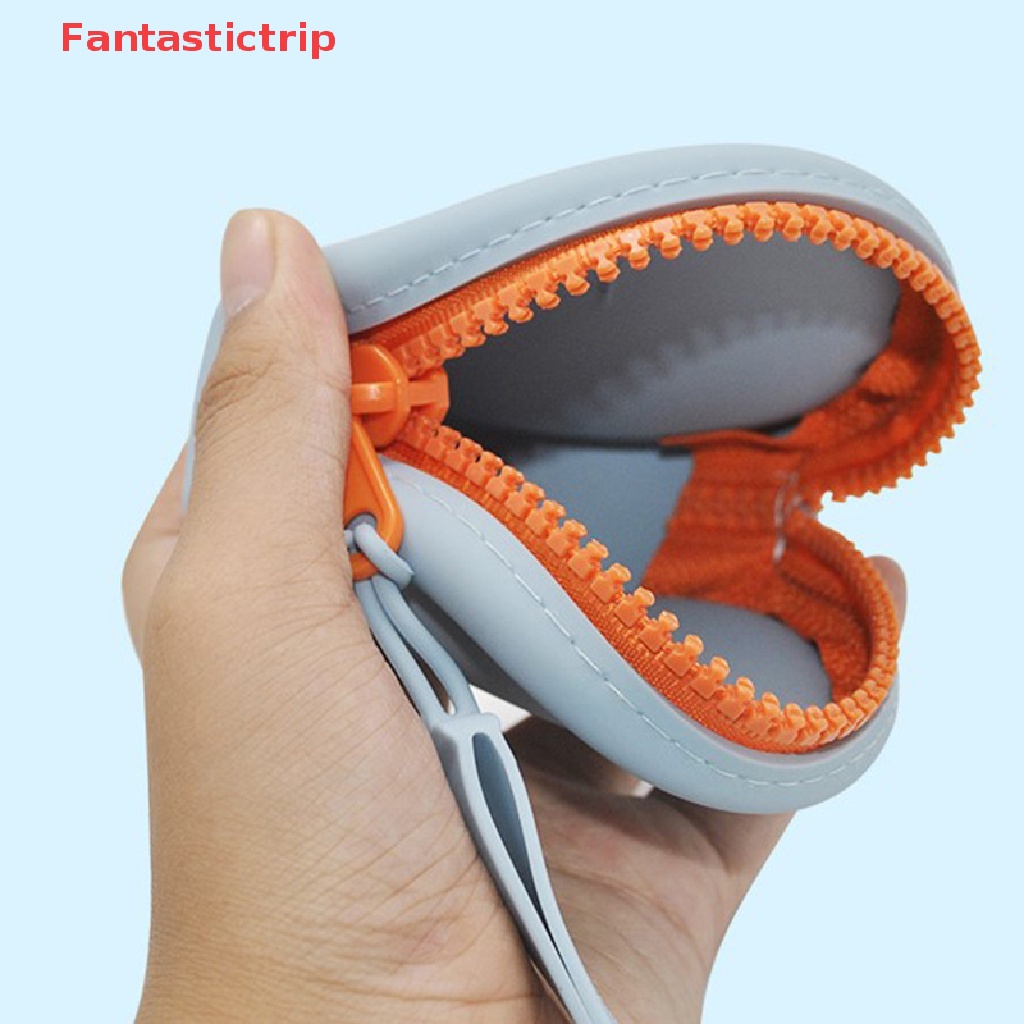 [Fantastictrip] 1 Túi Đựng Tai Nghe / Tiền Xu / Tai Nghe Bằng Silicon Tròn Màu Trơn Mới
