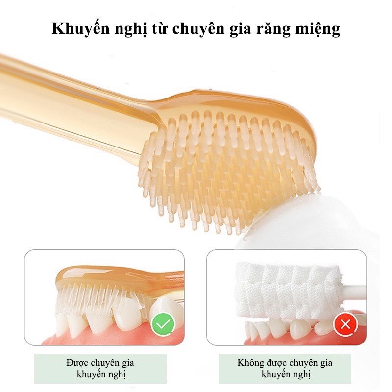 Set bàn chải và rơ lưỡi/tưa lưỡi Silicon vệ sinh răng miệng cho bé
