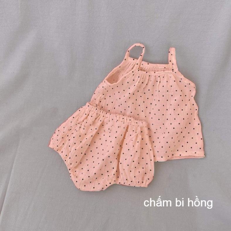 Đồ bộ bé gái từ 6-16kg vải đũi xô muslin - bộ quần áo trẻ em 2 dây siêu mát