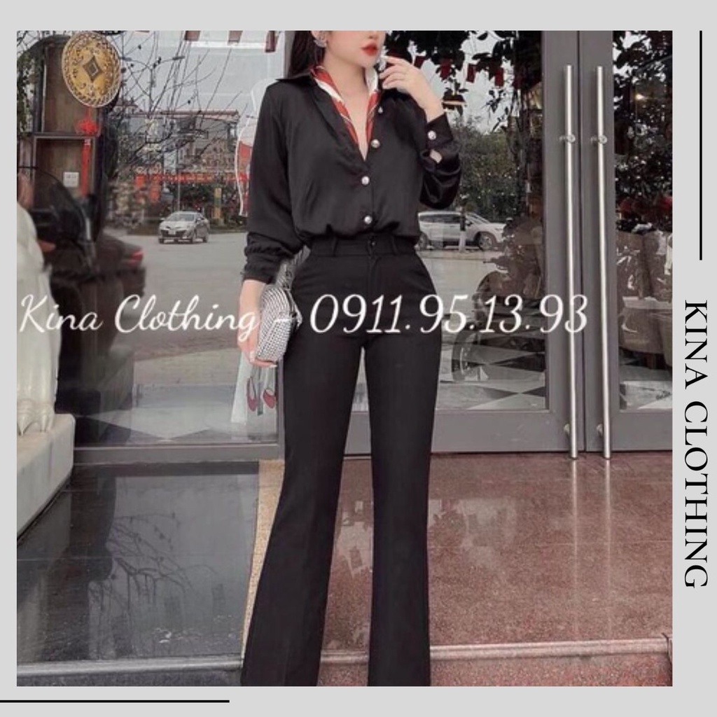Áo sơ mi lụa nữ công sở thanh lịch A09