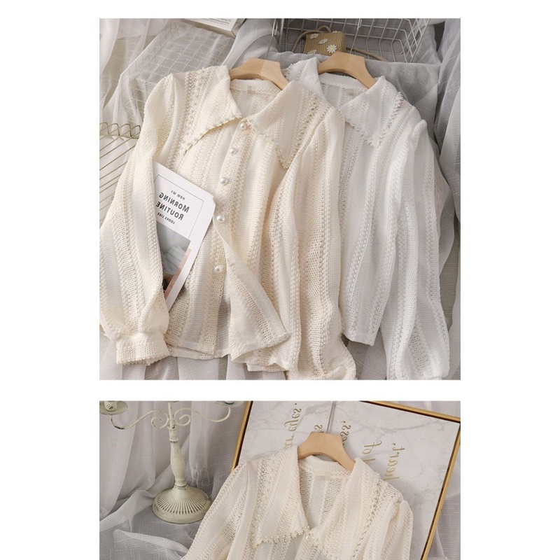 French Women's Fashion 2022 Summer Thin Section Breathable New Women's Doll Collar Shirts