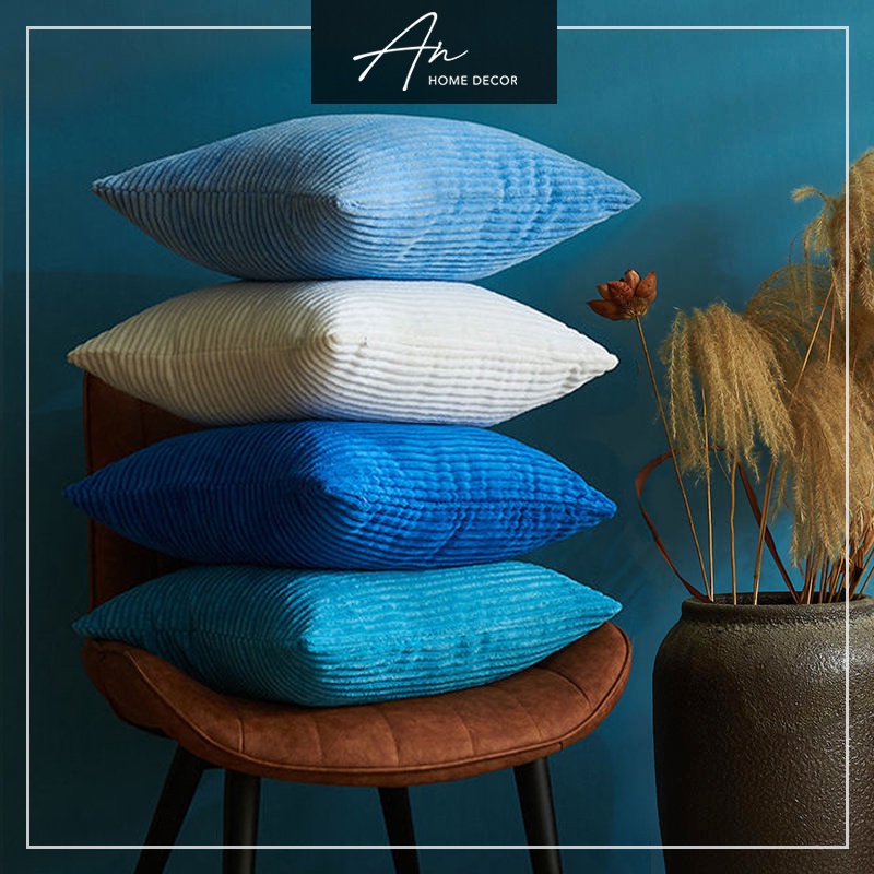 Vỏ bao gối tựa nhung tăm sofa vuông 45*45 4 mùa Xuân Hạ Thu Đông