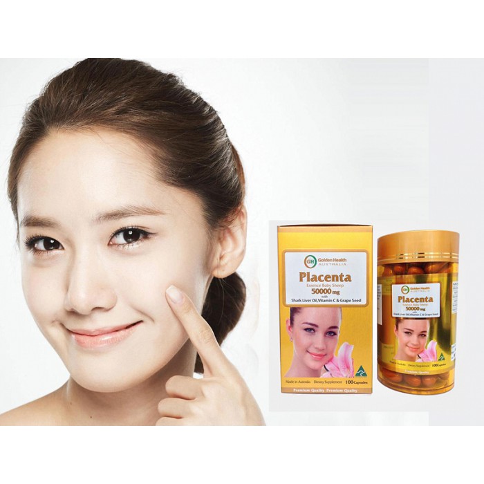 Viên uống nhau thai cừu Golden Health Placenta 50000mg hộp 100 viên sản phẩm cao cấp mới của hãng Golden Health của Úc
