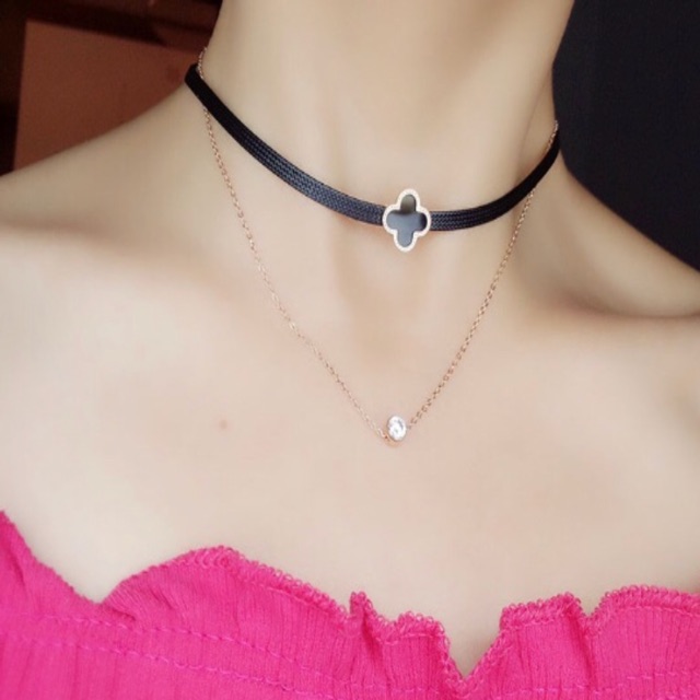 Dây chuyền nữ titan choker 2 tầng VC084
