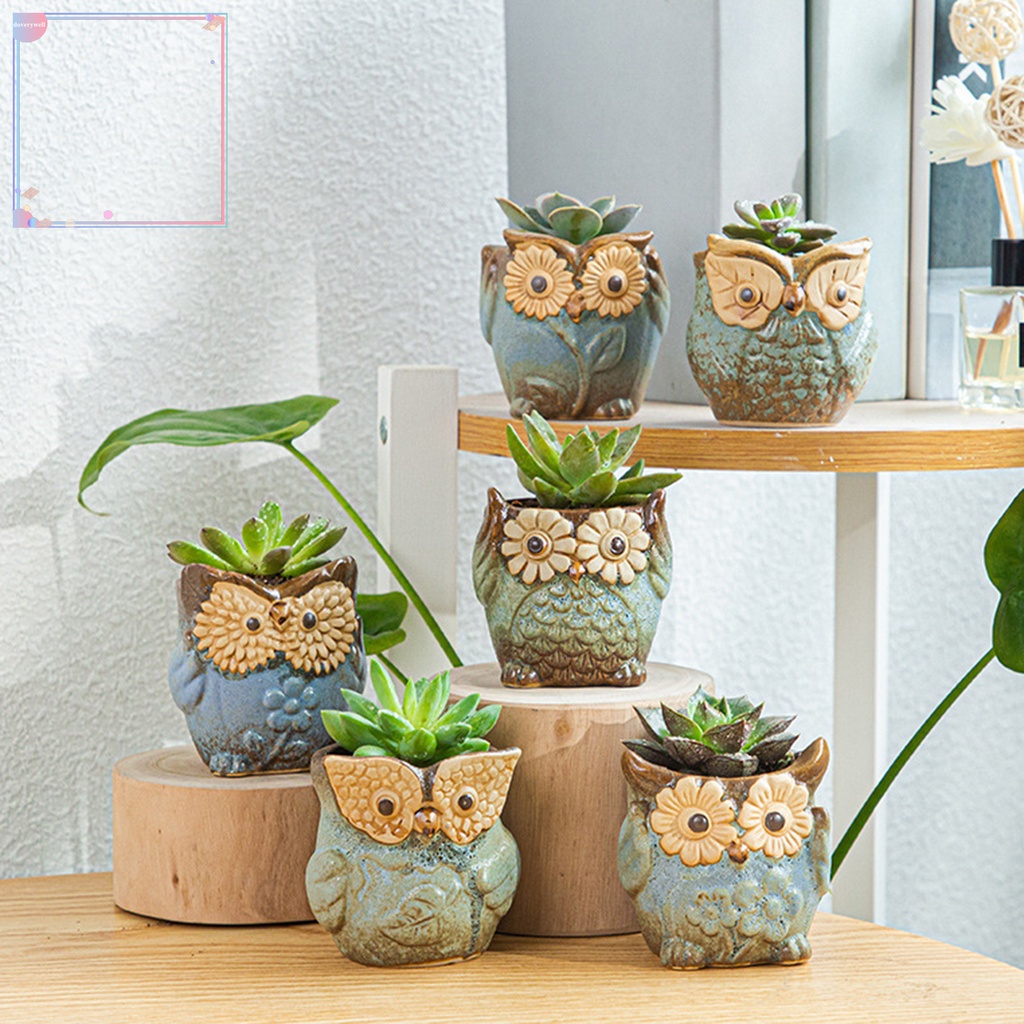 Chậu Trồng Cây Bằng Gốm Trang Trí Hình Cú Mèo Hoạt Hình Dễ Thương