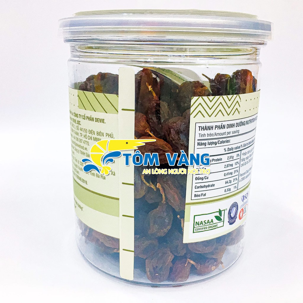 Nho khô Úc (NASAA Organic- DEVIE) (240g) - Tôm Vàng