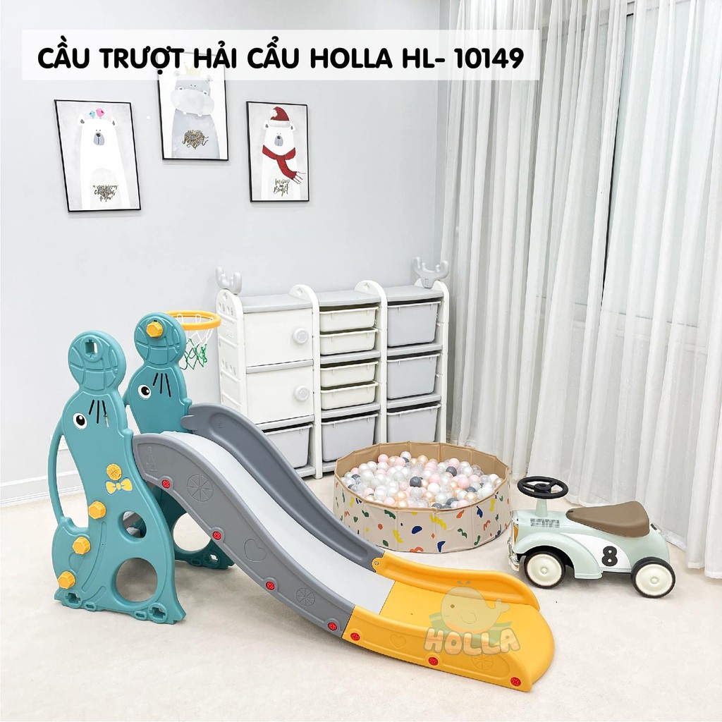 CẦU TRƯỢT HOLLA HẢI CẨU CAO CẤP MỚI NHẤT CHO BÉ KIÊM BÓNG RỔ