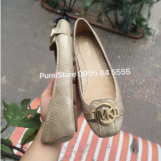 Giày Michael Kors Pale Gold vân da rắn