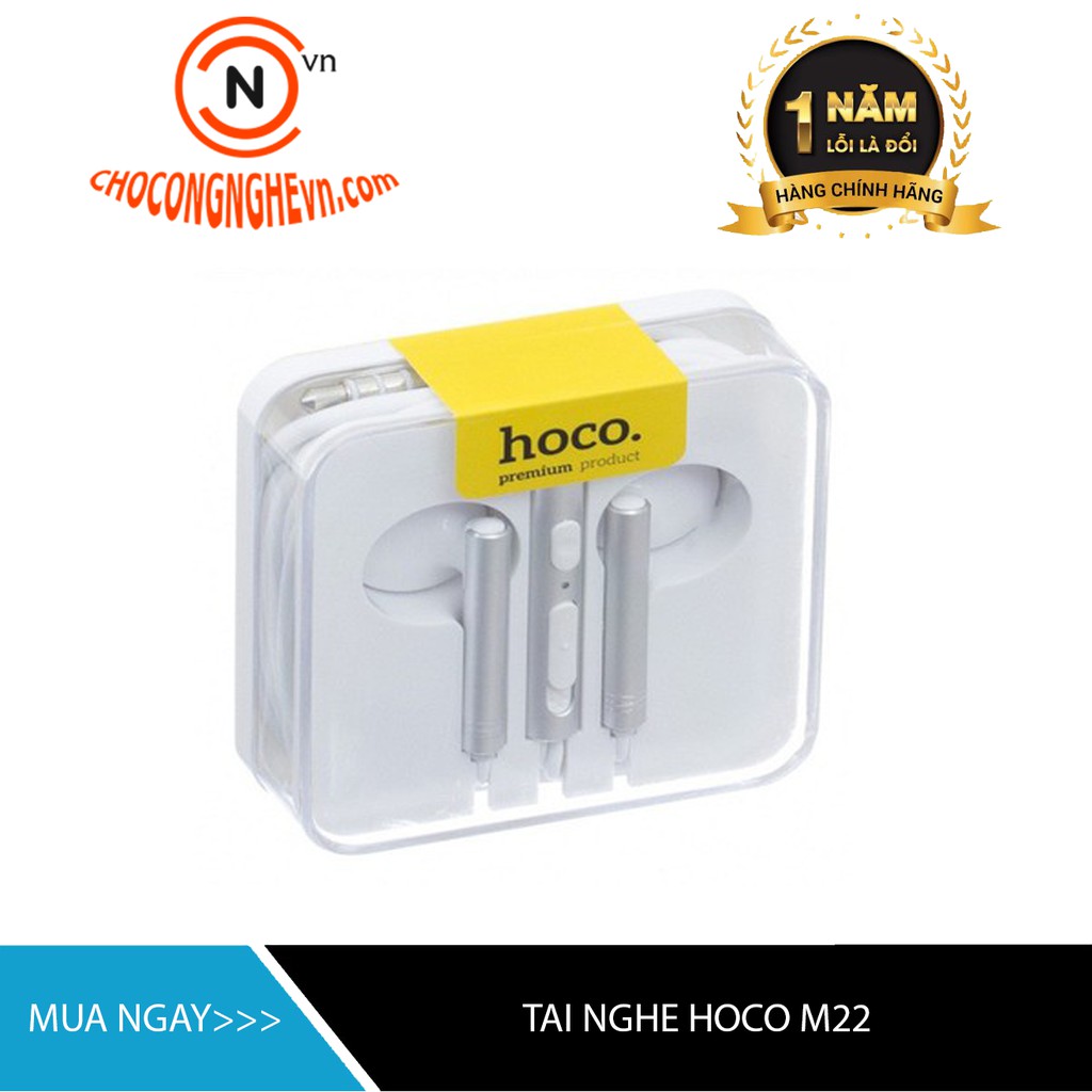 [GIÁ HỦY DIỆT] Tai Nghe Nhét Tai Hoco M22 - Màu Xám Trắng - Hàng Chính Hãng Bảo Hành 12 Tháng