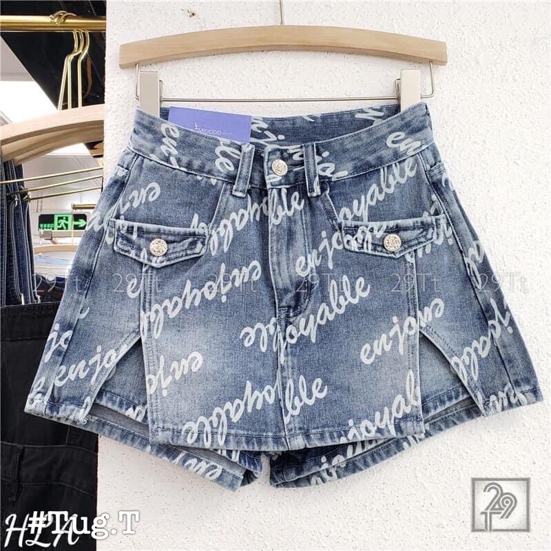 QUẦN GIẢ VÁY JEANS CHỮ XẺ ĐÙI TÚI NẮP MS24188